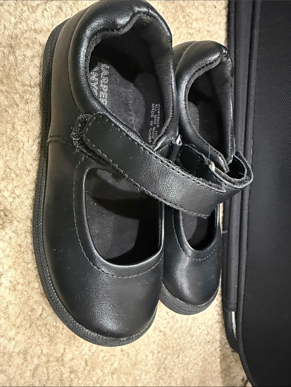 Kids Black Mary Jane Shoes with Hook-and-Loop Strap Size Toddler 11